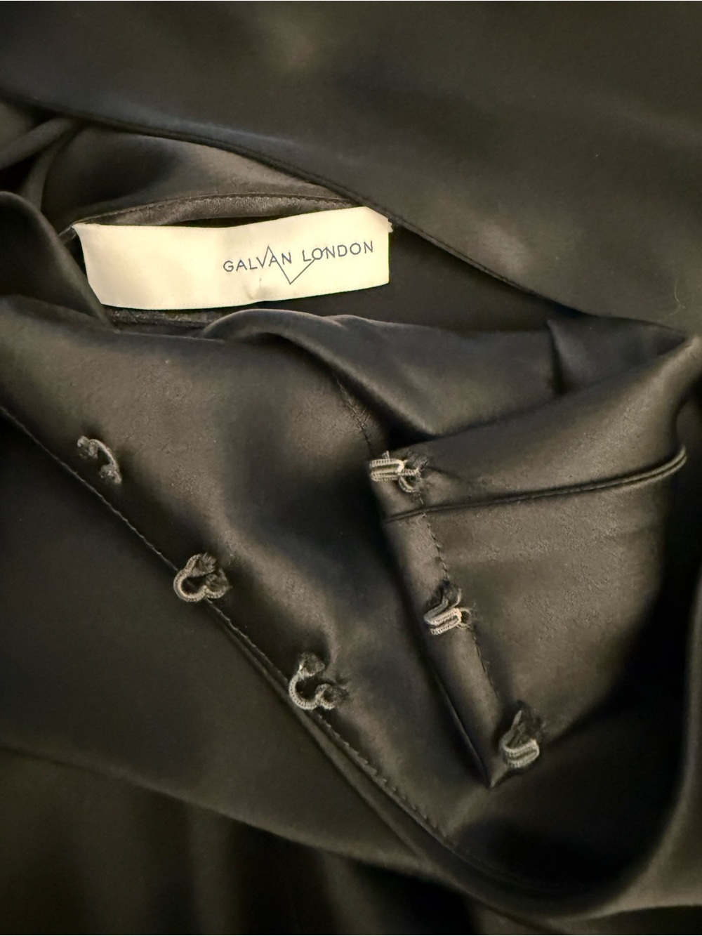 Galvan London Black Sienna Halter Satin Sash Tie Neck Wide Leg Jumpsuit luxury - Picture 8 of 16